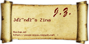 Jónás Zina névjegykártya